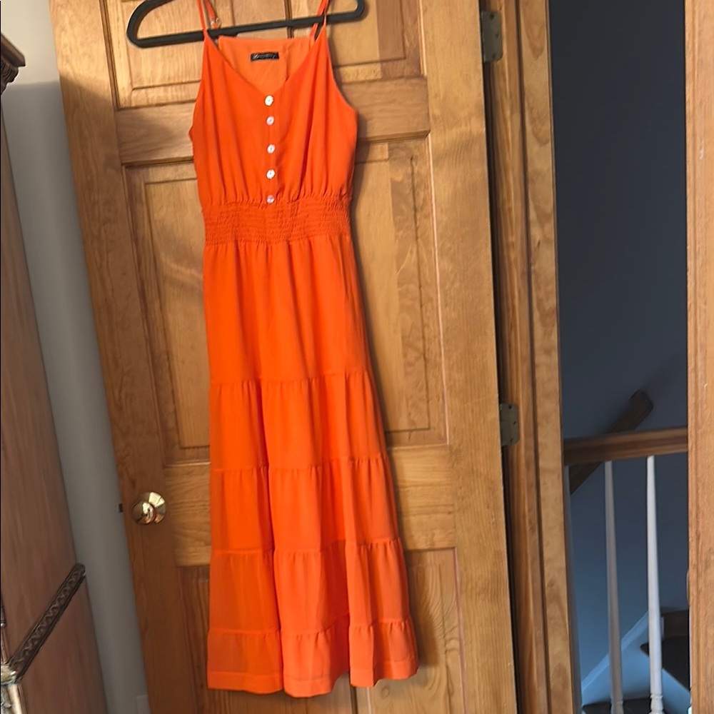 Orange Sleeveless Maxi Dress